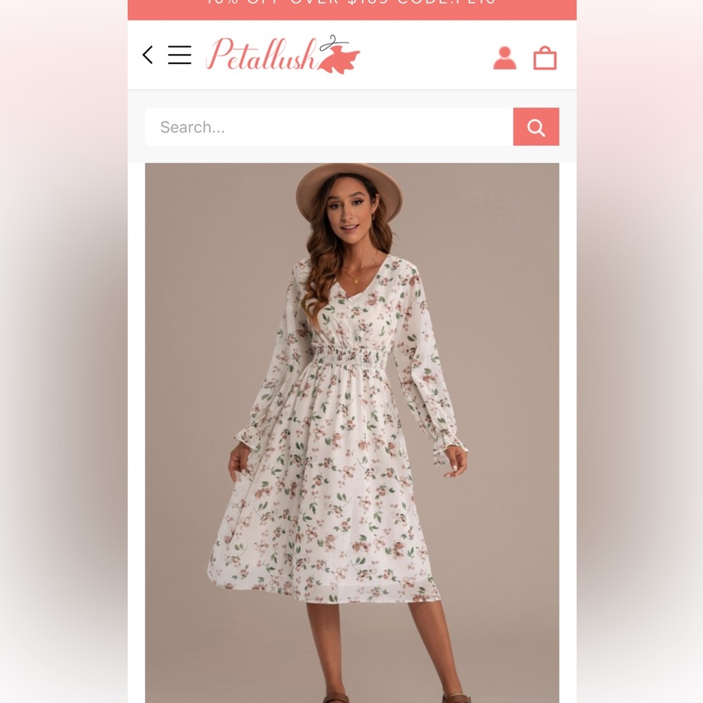 Beautiful white midis dress with flowers